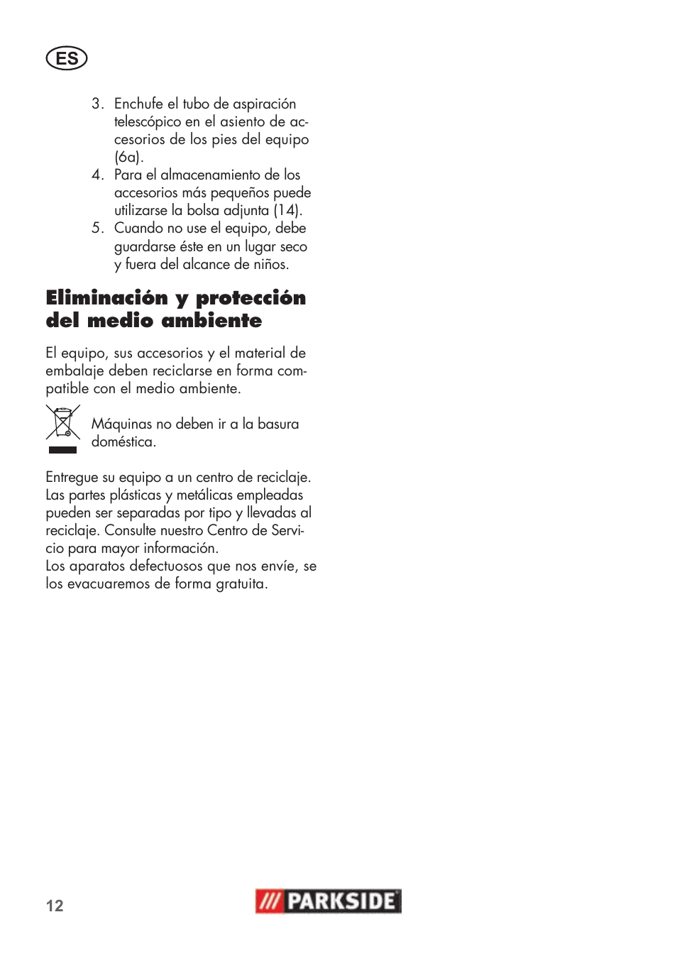Eliminación y protección del medio ambiente | Parkside PNTS 1500 B2 User Manual | Page 12 / 52