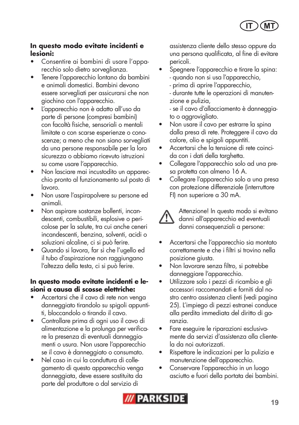 It mt | Parkside PNTS 1500 B2 User Manual | Page 19 / 52