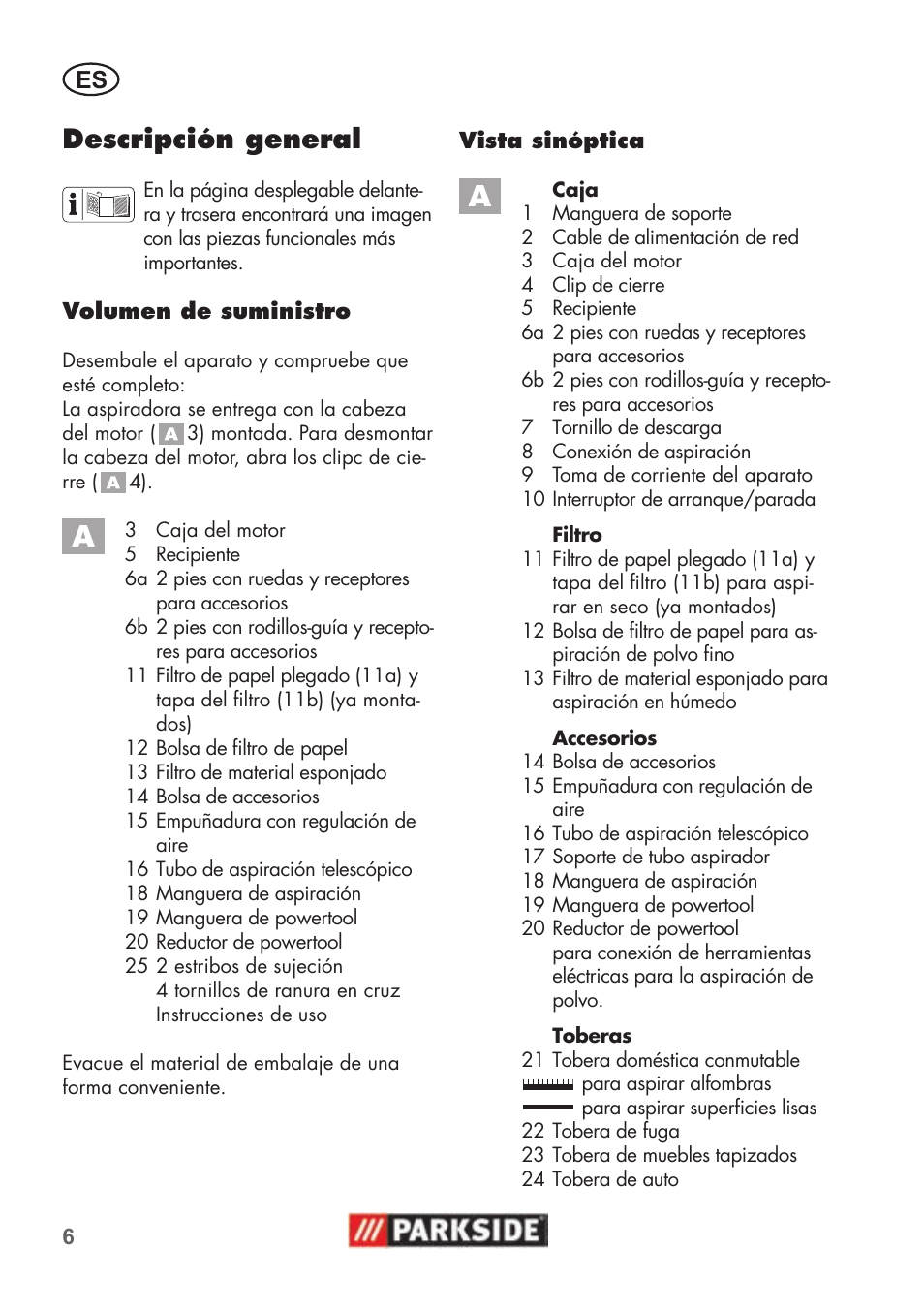 Descripción general | Parkside PNTS 1500 B2 User Manual | Page 6 / 52