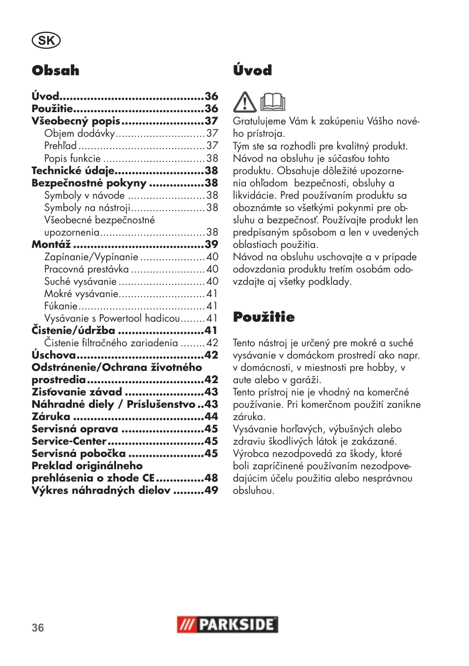 Parkside PNTS 1500 B2 User Manual | Page 36 / 52