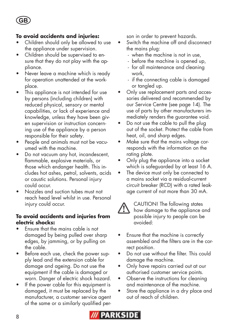 Parkside PNTS 1500 B2 User Manual | Page 8 / 52