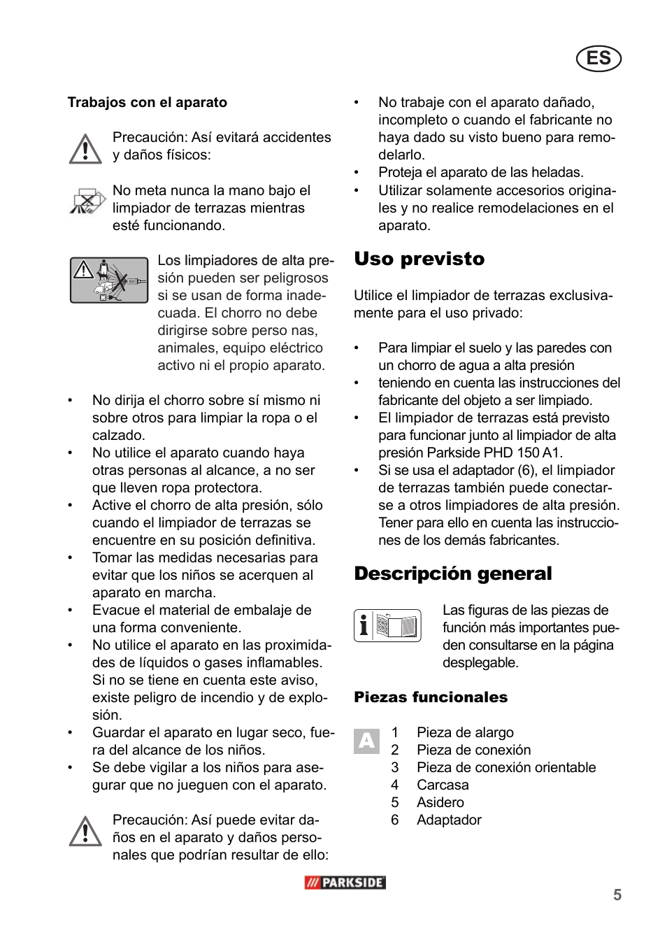 Uso previsto, Descripción general | Parkside PPC 30 A1 User Manual | Page 5 / 30