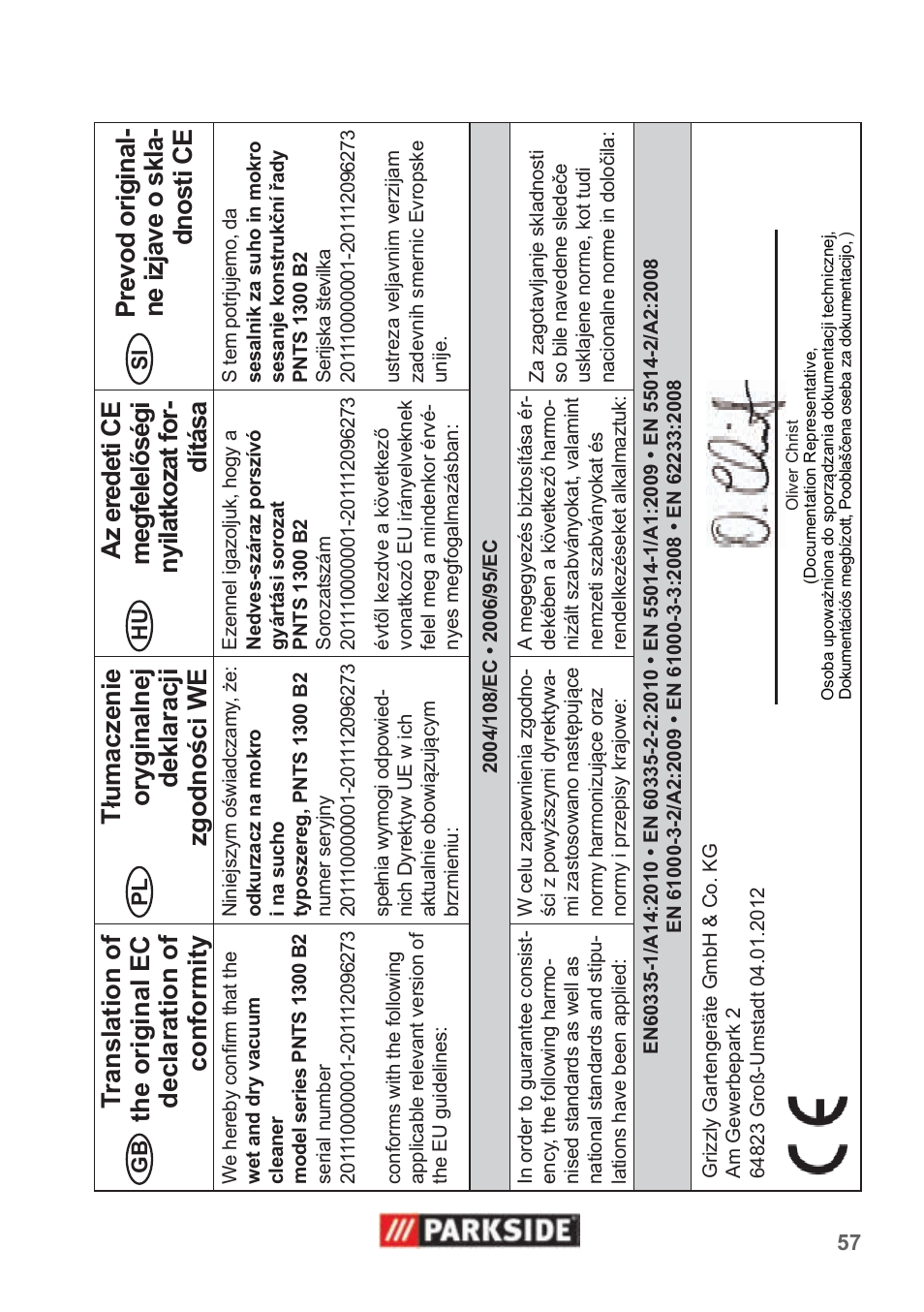 Parkside PNTS 1300 B2 User Manual | Page 57 / 62