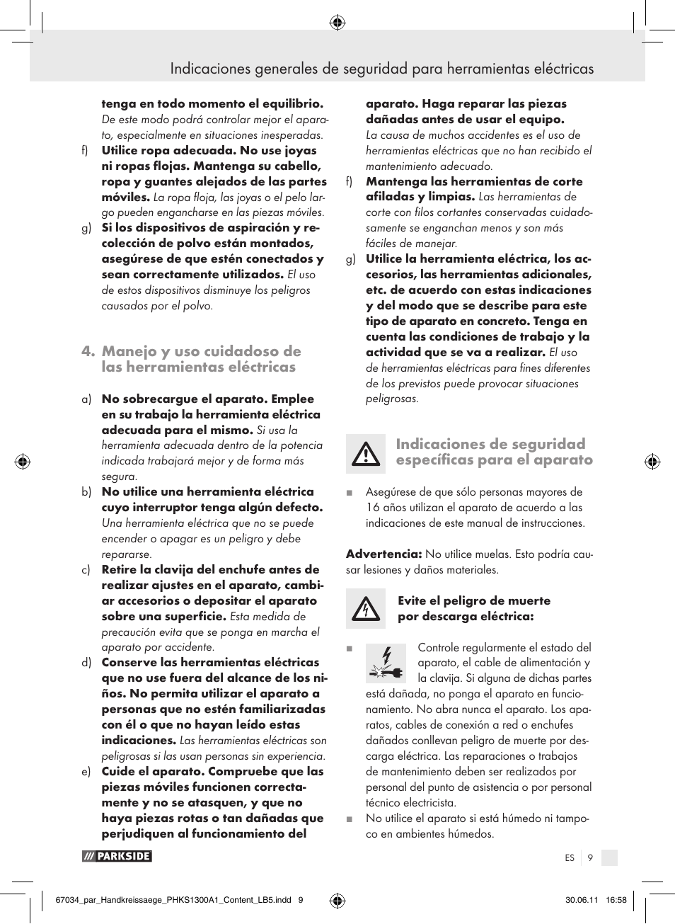 Parkside PHKS 1300 A1 User Manual | Page 11 / 75