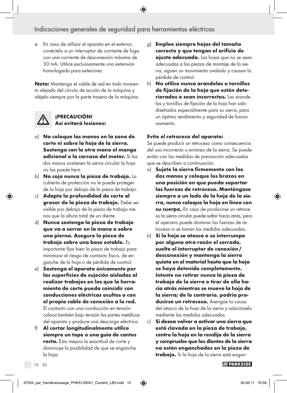 Parkside PHKS 1300 A1 User Manual | Page 12 / 75