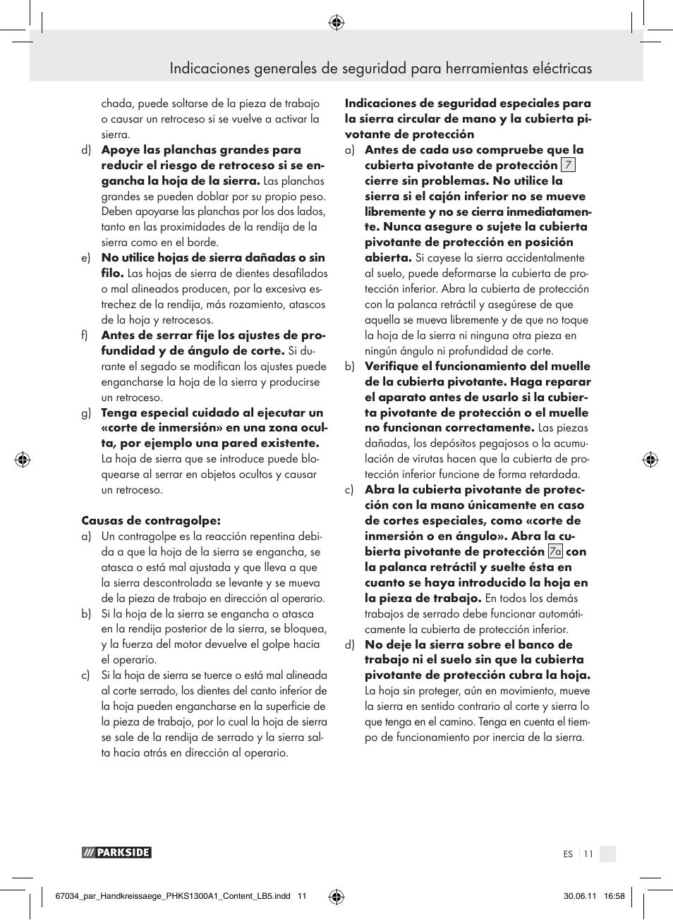 Parkside PHKS 1300 A1 User Manual | Page 13 / 75