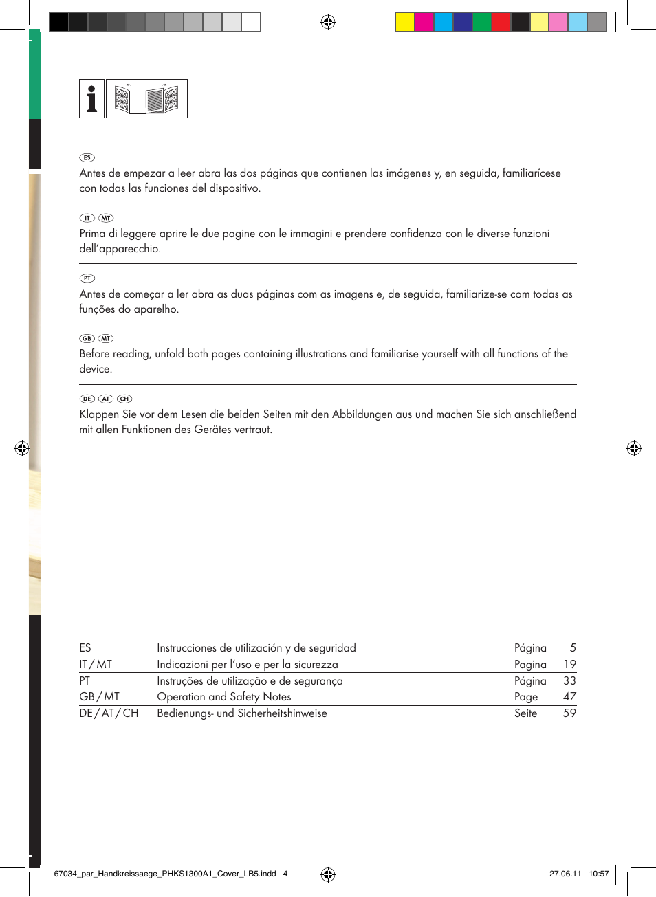 Parkside PHKS 1300 A1 User Manual | Page 2 / 75