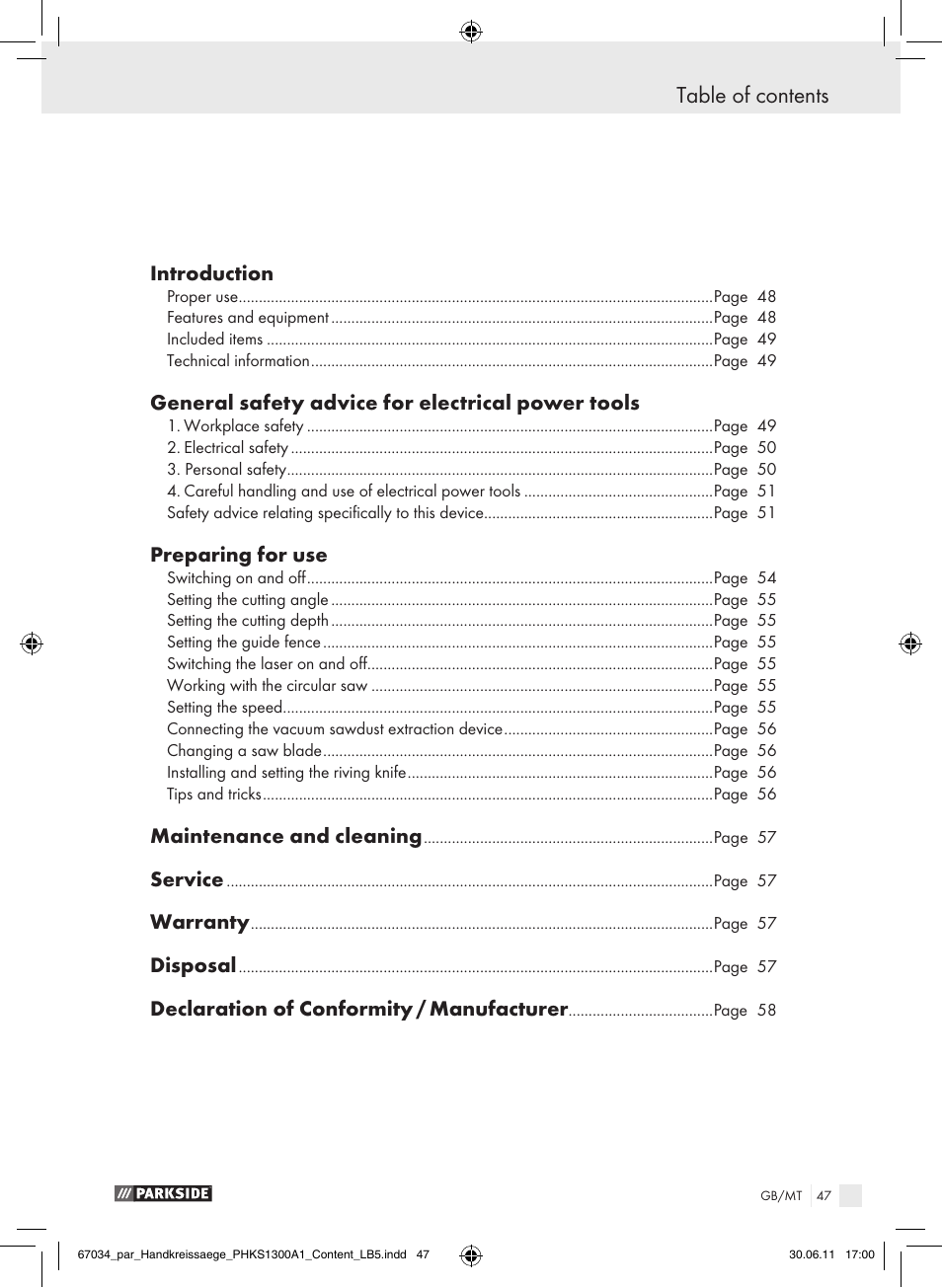 Parkside PHKS 1300 A1 User Manual | Page 49 / 75