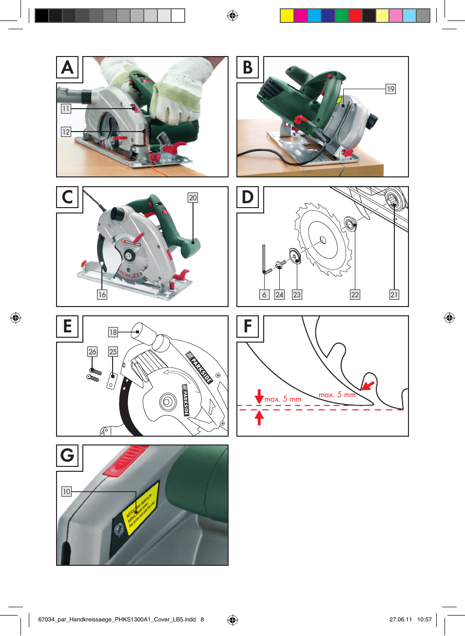 Parkside PHKS 1300 A1 User Manual | Page 6 / 75