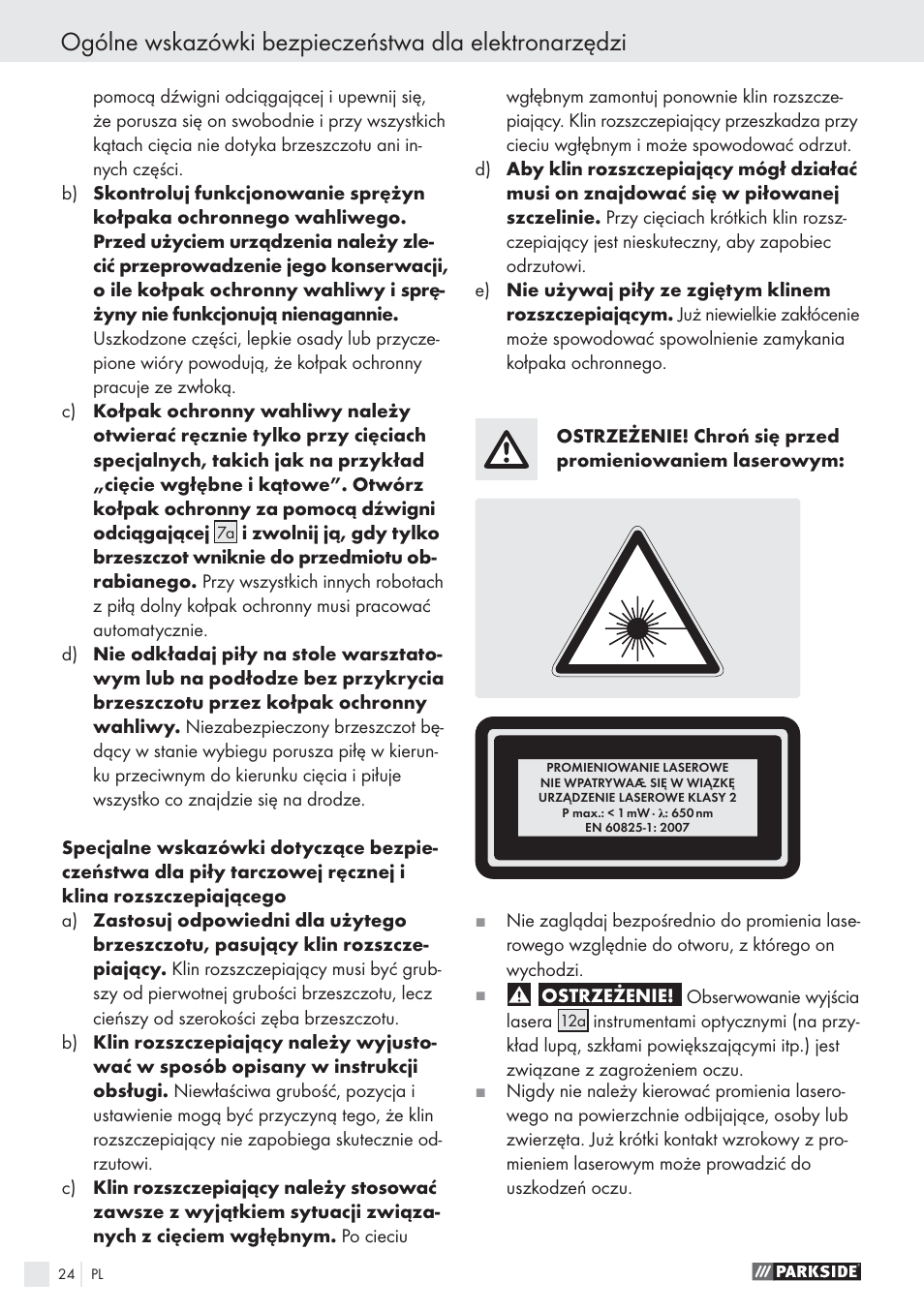 Parkside PHKS 1300 A1 User Manual | Page 26 / 97