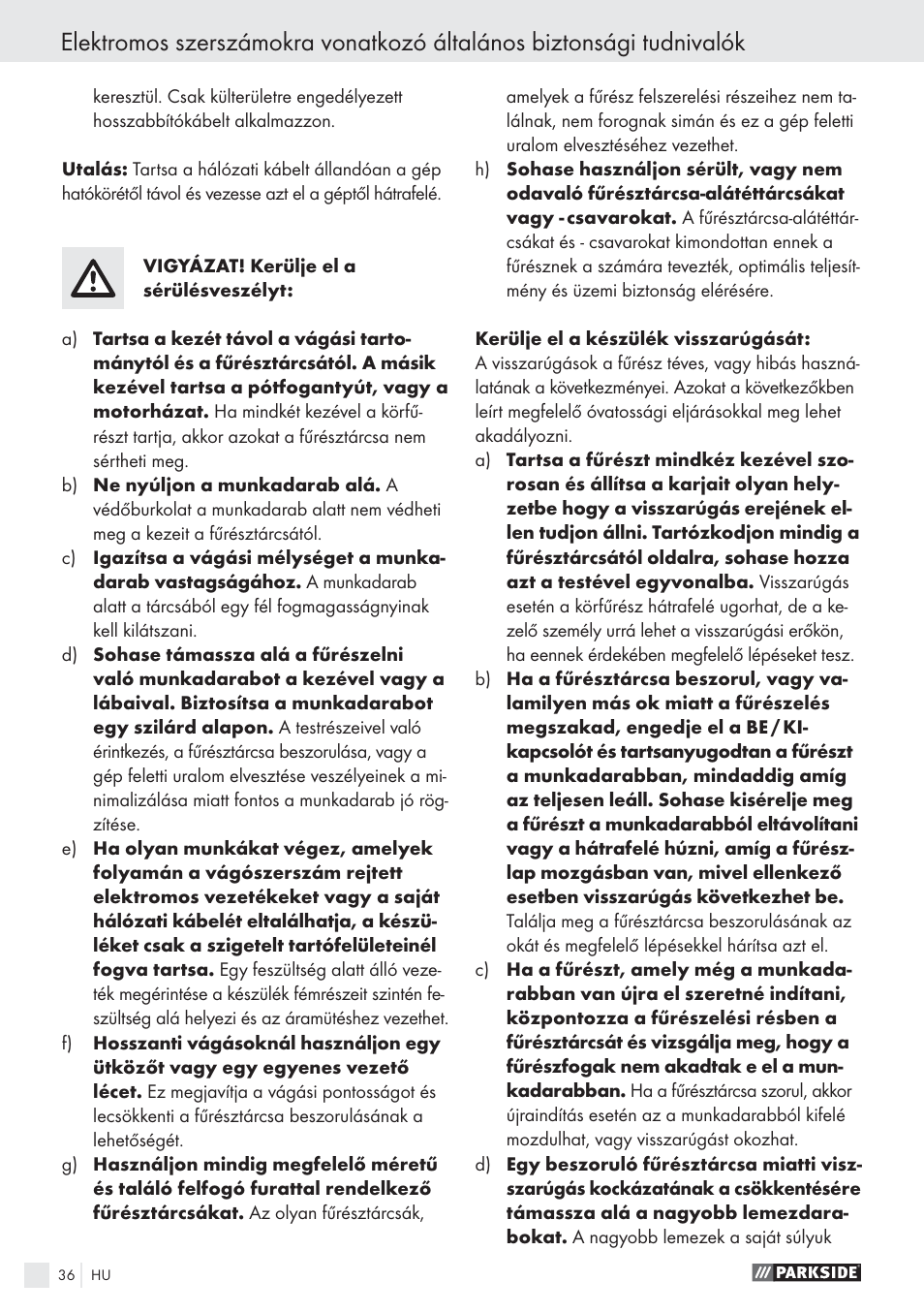 Parkside PHKS 1300 A1 User Manual | Page 38 / 97