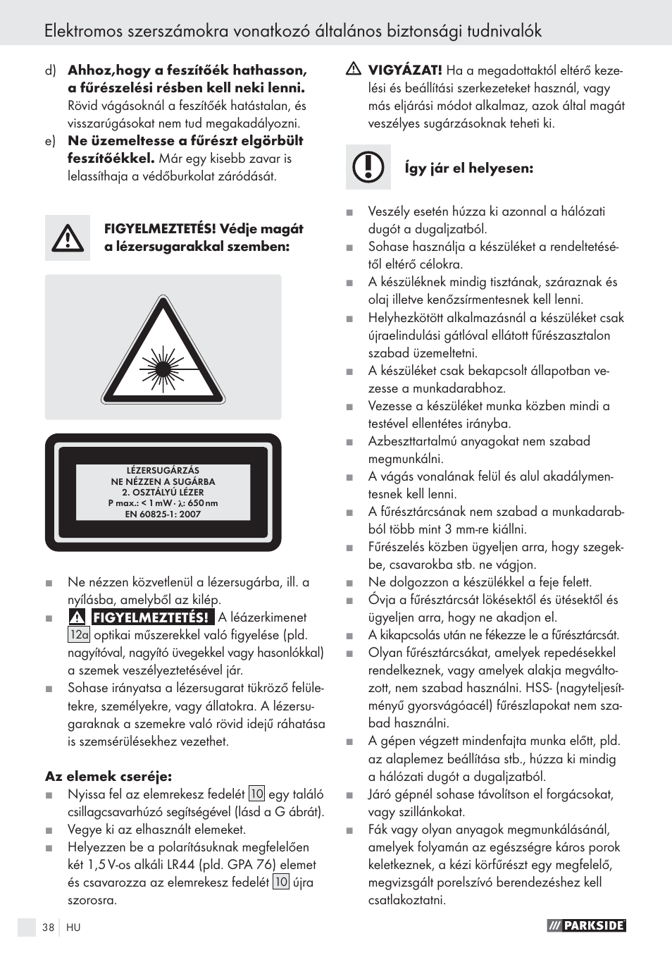 Parkside PHKS 1300 A1 User Manual | Page 40 / 97