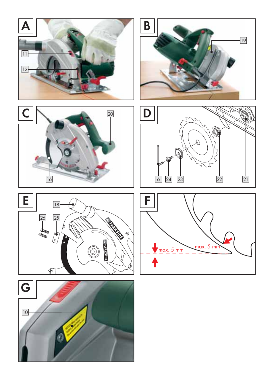 Parkside PHKS 1300 A1 User Manual | Page 6 / 97