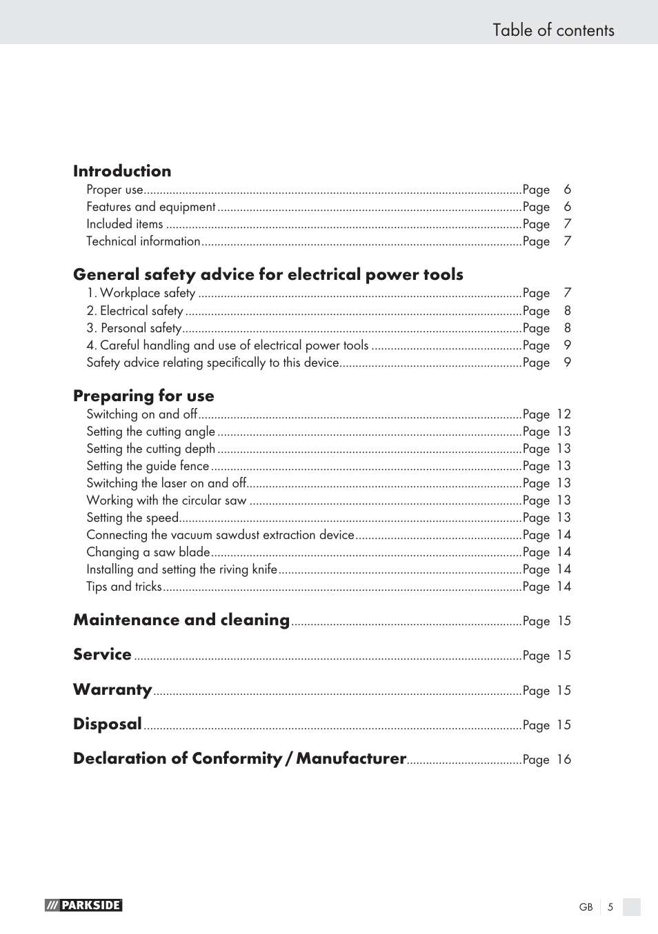 Parkside PHKS 1300 A1 User Manual | Page 7 / 97