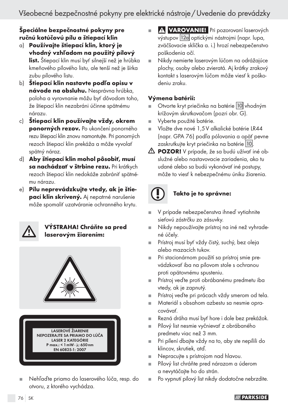 Parkside PHKS 1300 A1 User Manual | Page 78 / 97