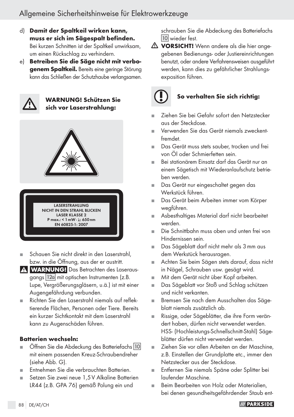 Parkside PHKS 1300 A1 User Manual | Page 90 / 97