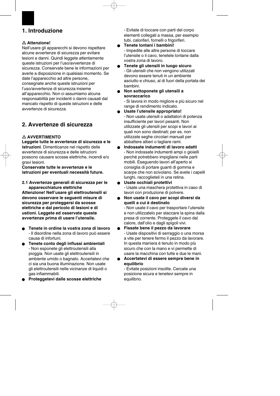 Introduzione, Avvertenze di sicurezza | Parkside PKS 1700 B2 User Manual | Page 26 / 88