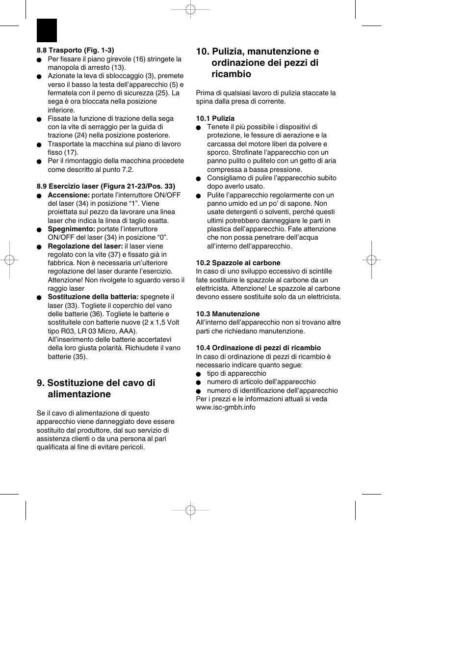 Sostituzione del cavo di alimentazione | Parkside PKS 1700 B2 User Manual | Page 36 / 88