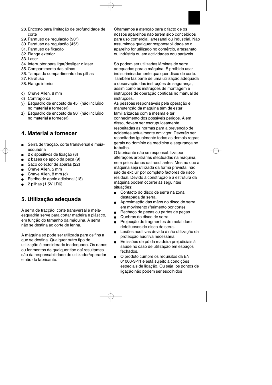 Material a fornecer, Utilização adequada | Parkside PKS 1700 B2 User Manual | Page 47 / 88