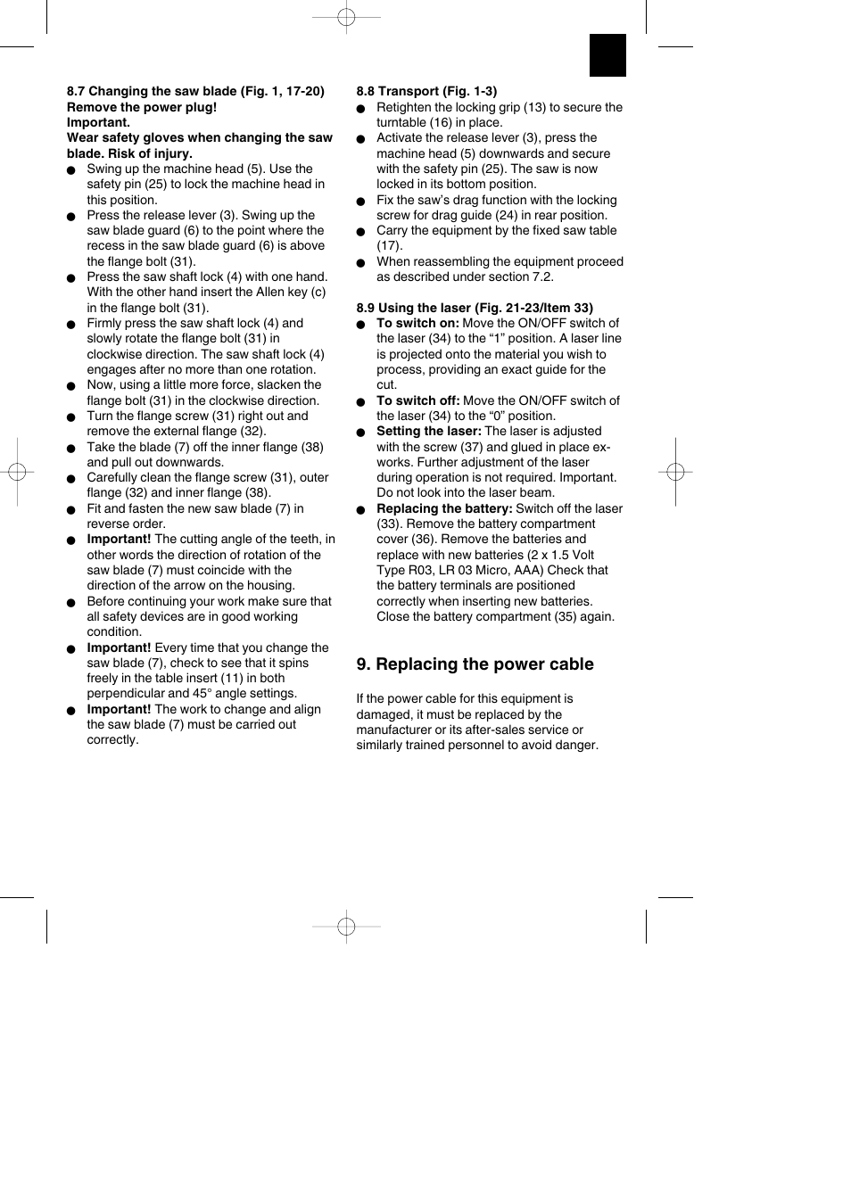 Replacing the power cable | Parkside PKS 1700 B2 User Manual | Page 67 / 88