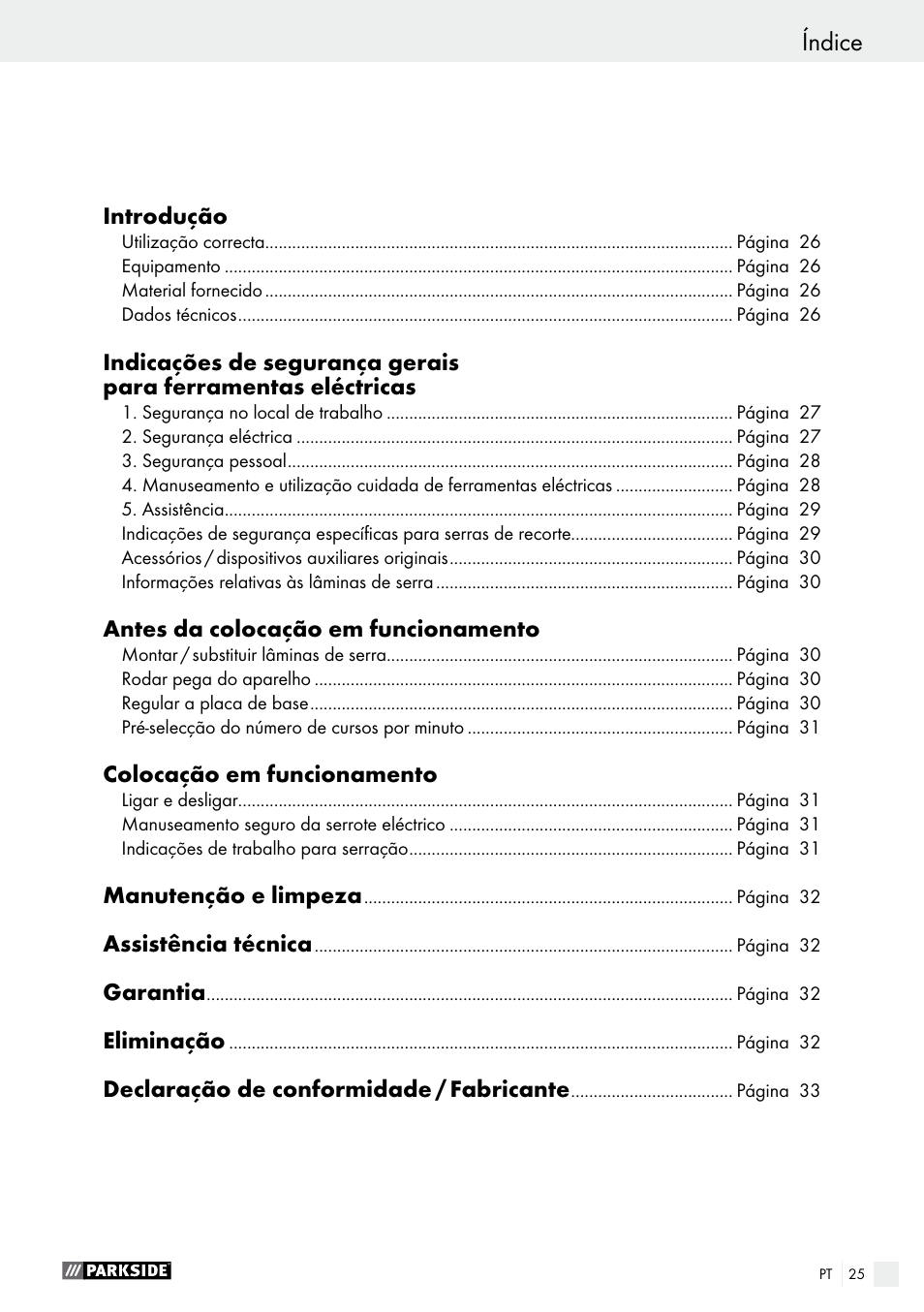 Índice | Parkside PFS 710 A1 User Manual | Page 25 / 54