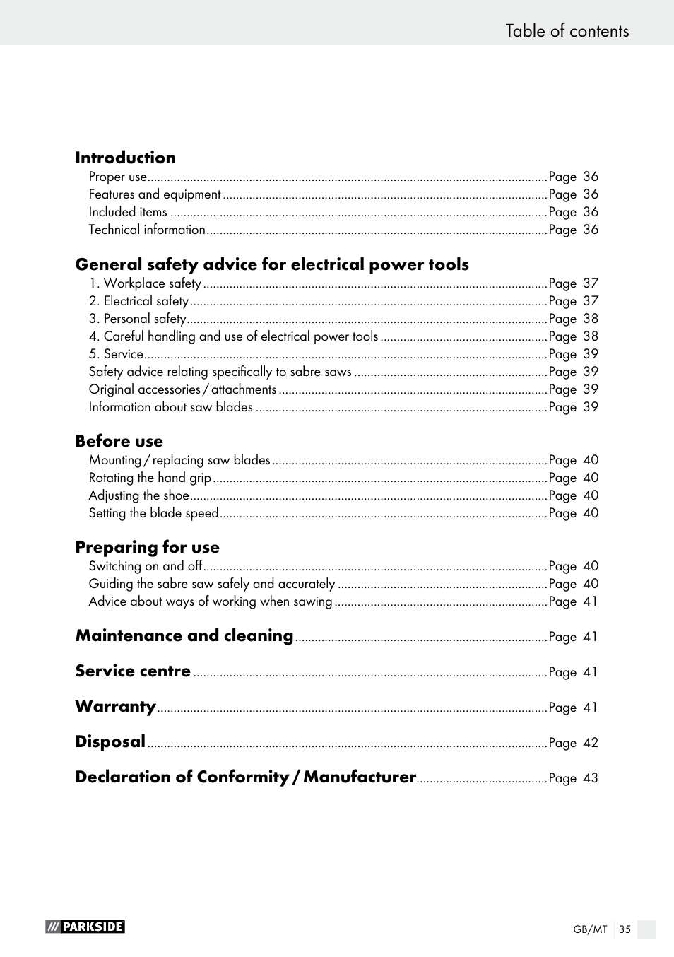 Parkside PFS 710 A1 User Manual | Page 35 / 54