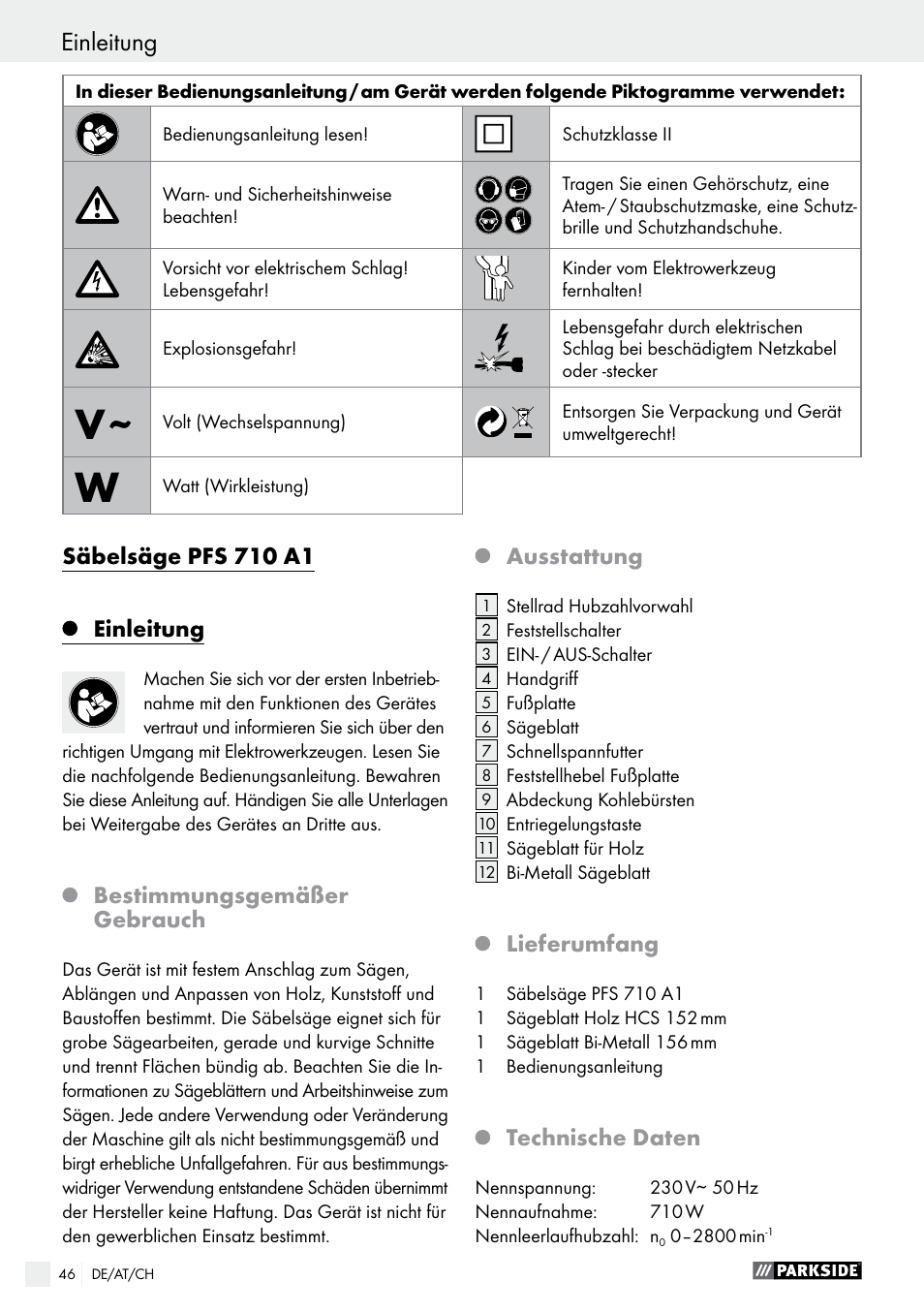 Einleitung | Parkside PFS 710 A1 User Manual | Page 46 / 54