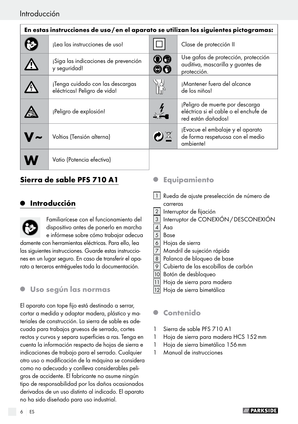 Parkside PFS 710 A1 User Manual | Page 6 / 54