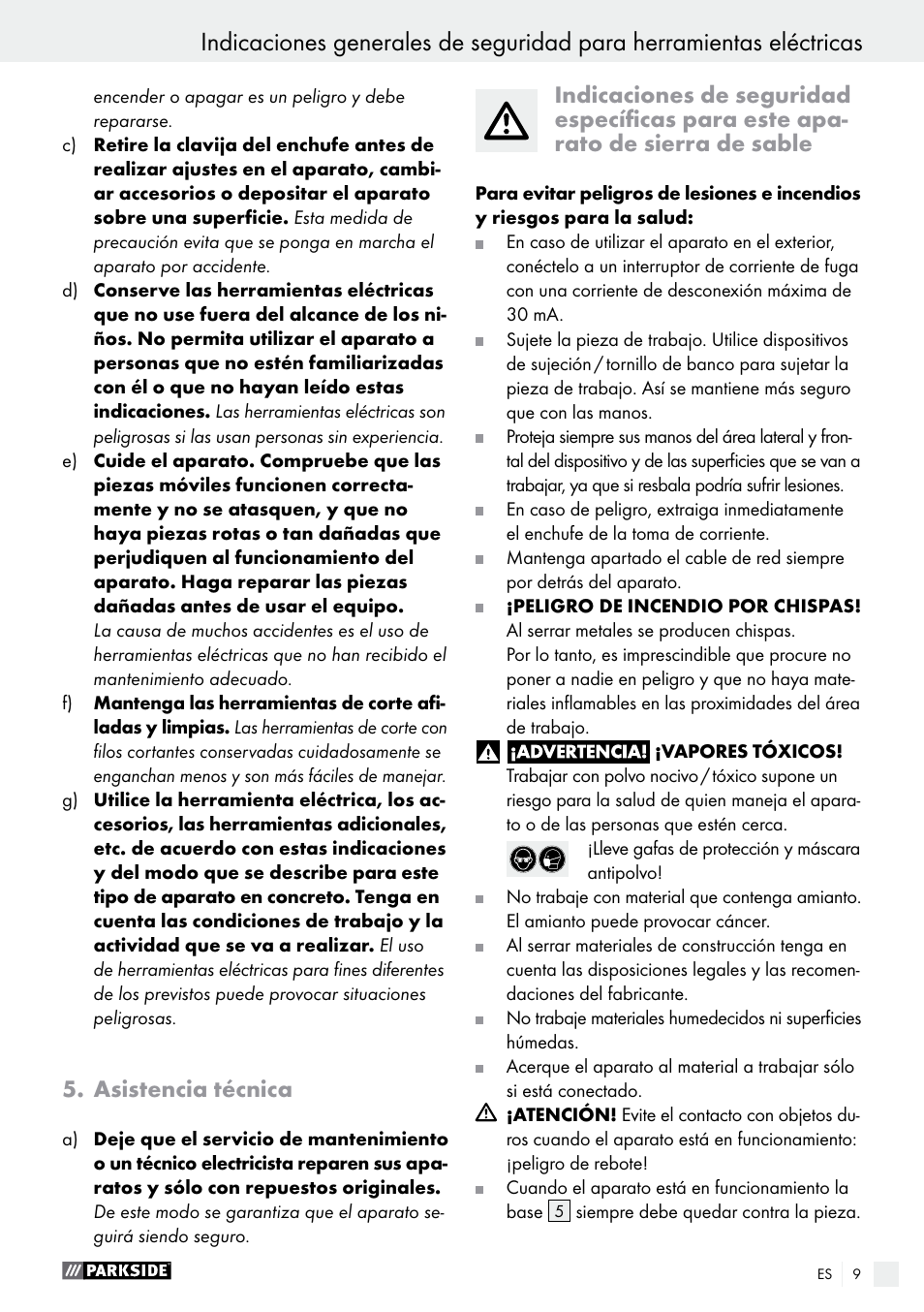 Asistencia técnica | Parkside PFS 710 A1 User Manual | Page 9 / 54