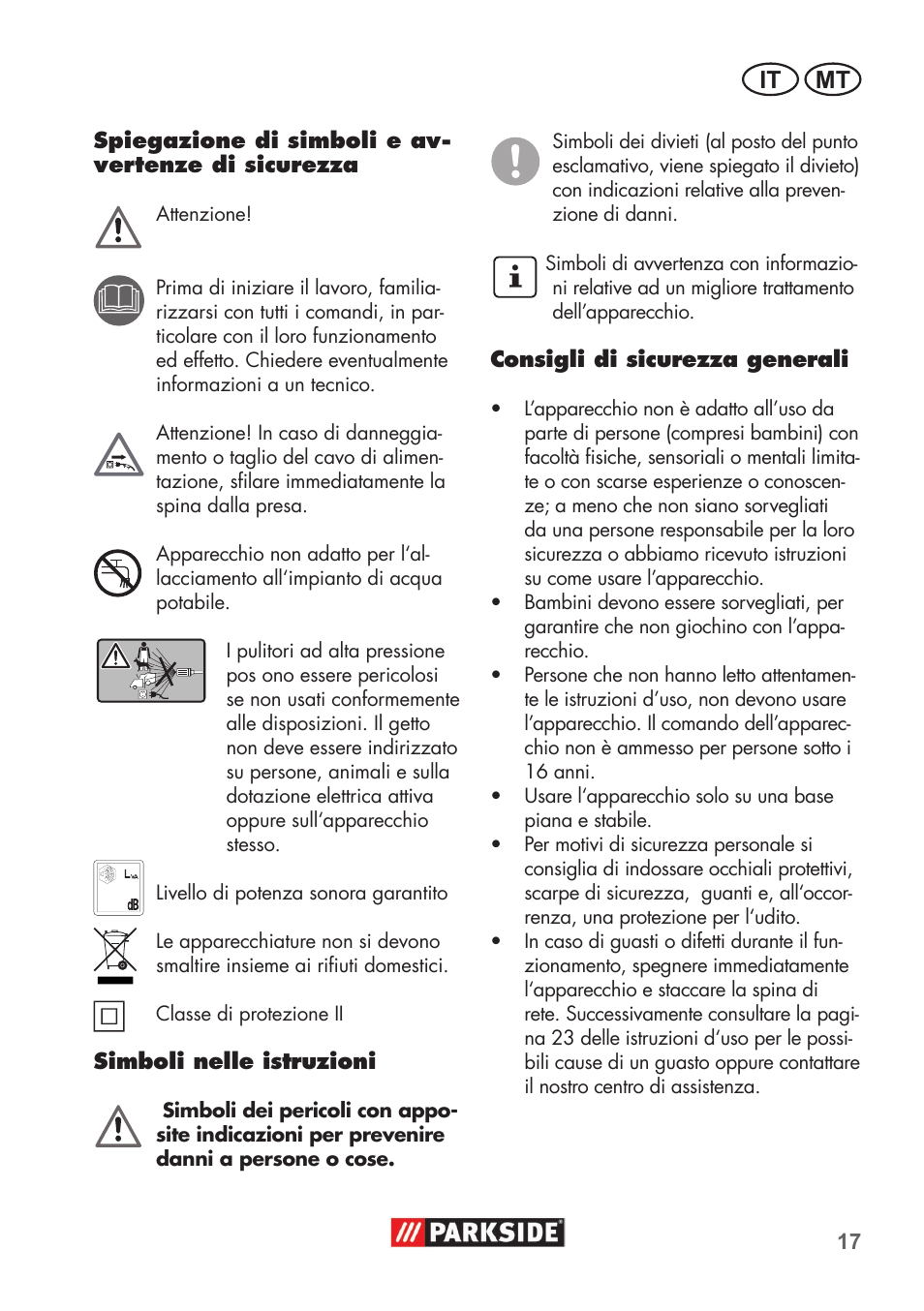 It mt | Parkside PHD 100 B2 User Manual | Page 17 / 68