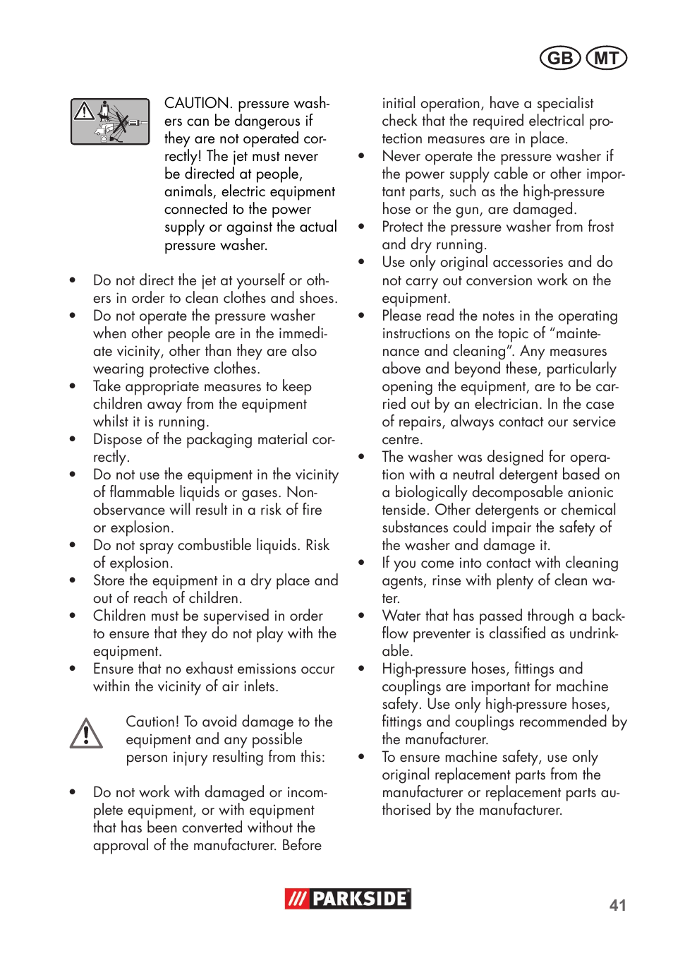 Mt gb | Parkside PHD 100 B2 User Manual | Page 41 / 68