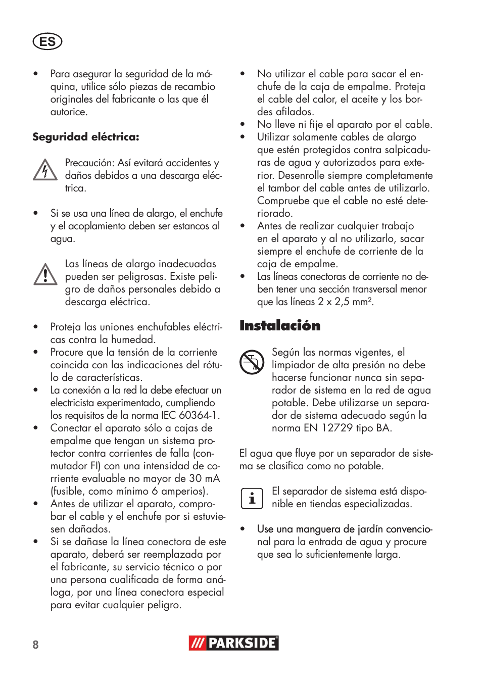 Instalación | Parkside PHD 100 B2 User Manual | Page 8 / 68