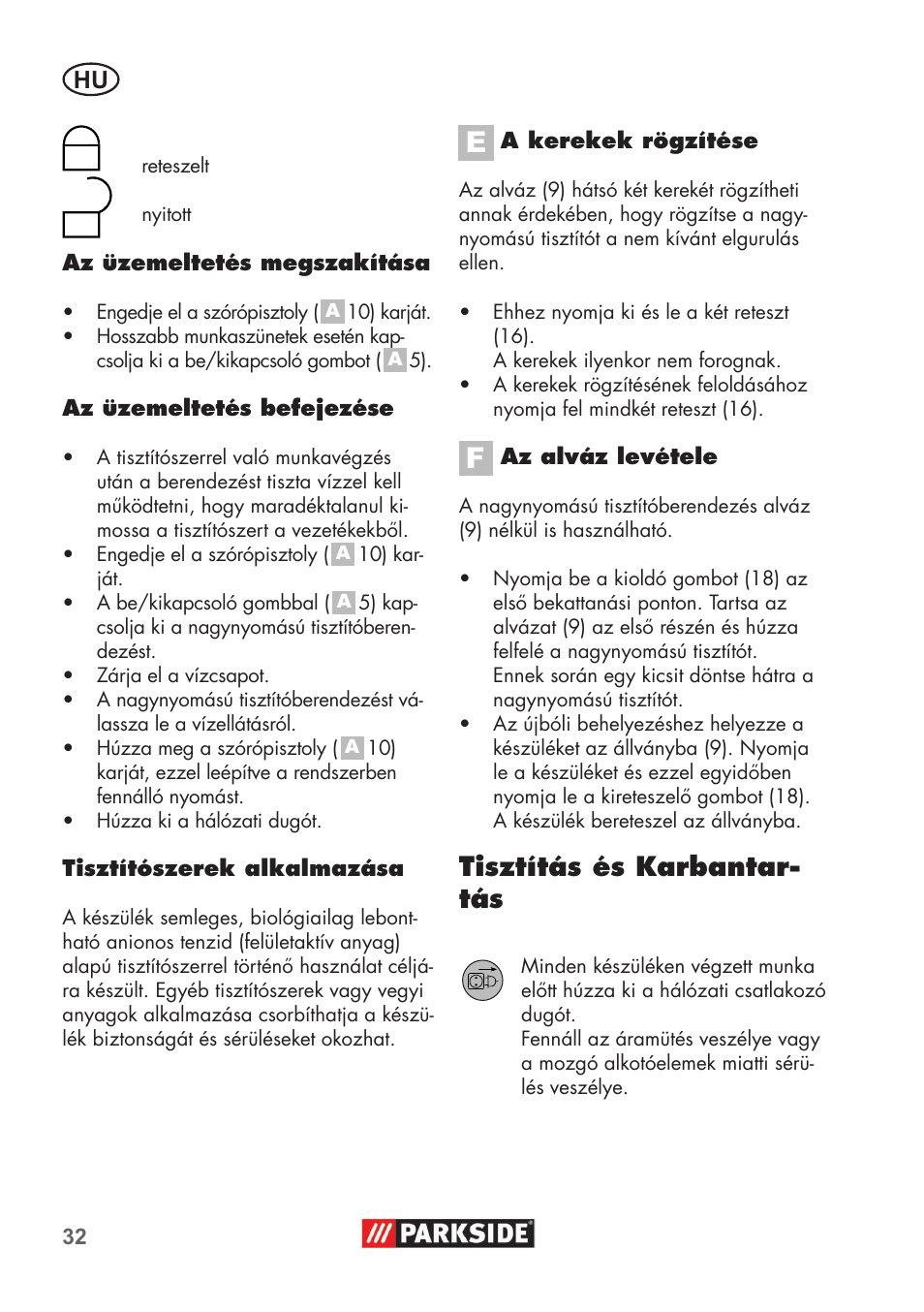 Tisztítás és karbantar- tás | Parkside PHD 100 B2 User Manual | Page 32 / 88