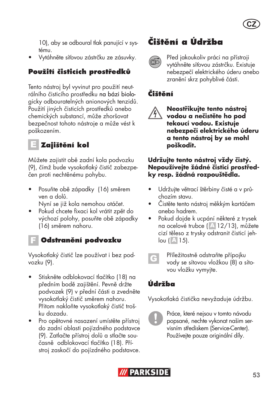 Čištění a údržba | Parkside PHD 100 B2 User Manual | Page 53 / 88