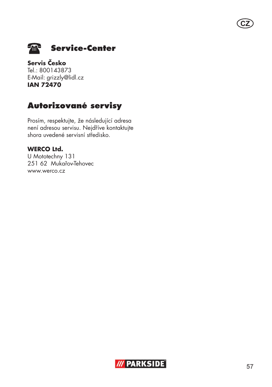 Service-center, Autorizované servisy | Parkside PHD 100 B2 User Manual | Page 57 / 88