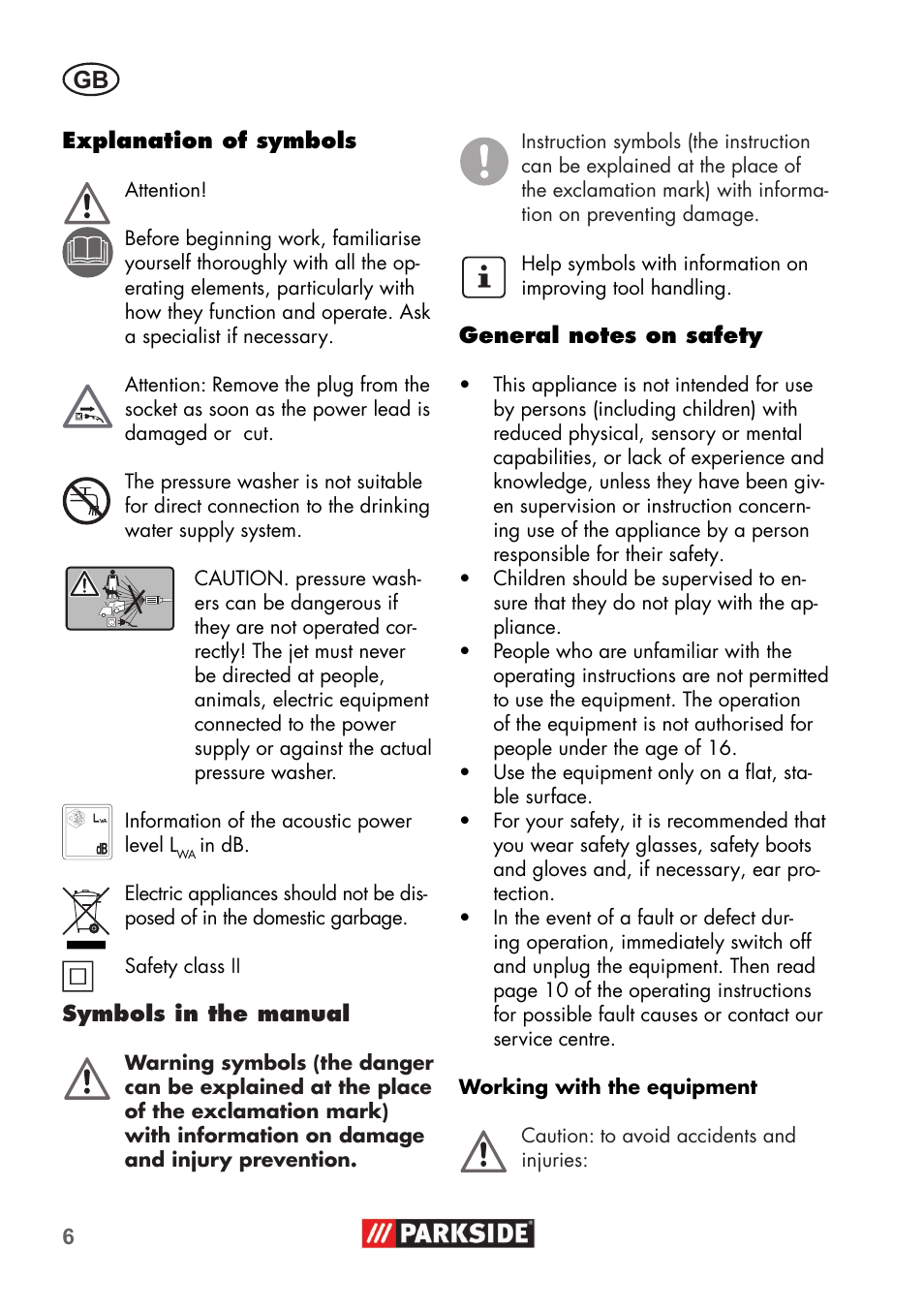 Parkside PHD 100 B2 User Manual | Page 6 / 88