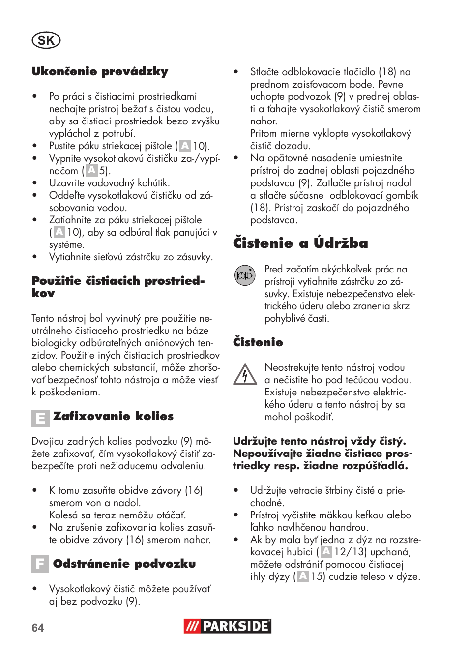 Čistenie a údržba | Parkside PHD 100 B2 User Manual | Page 64 / 88