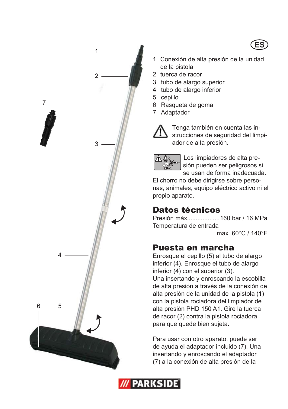 Parkside Pressure Washer Attachment User Manual | 8 pages