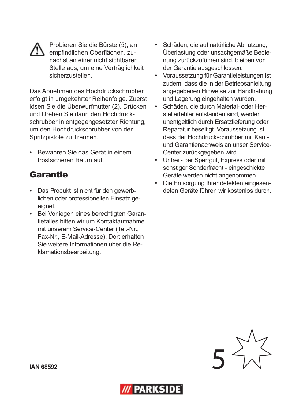 Garantie | Parkside Pressure Washer Attachment User Manual | Page 7 / 8