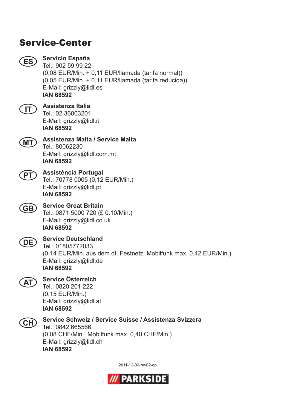 Service-center | Parkside Pressure Washer Attachment User Manual | Page 8 / 8