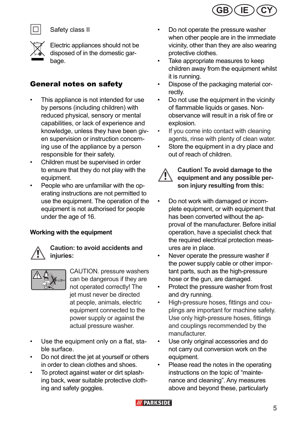 Cy ie gb | Parkside PHD 150 A1 User Manual | Page 5 / 26
