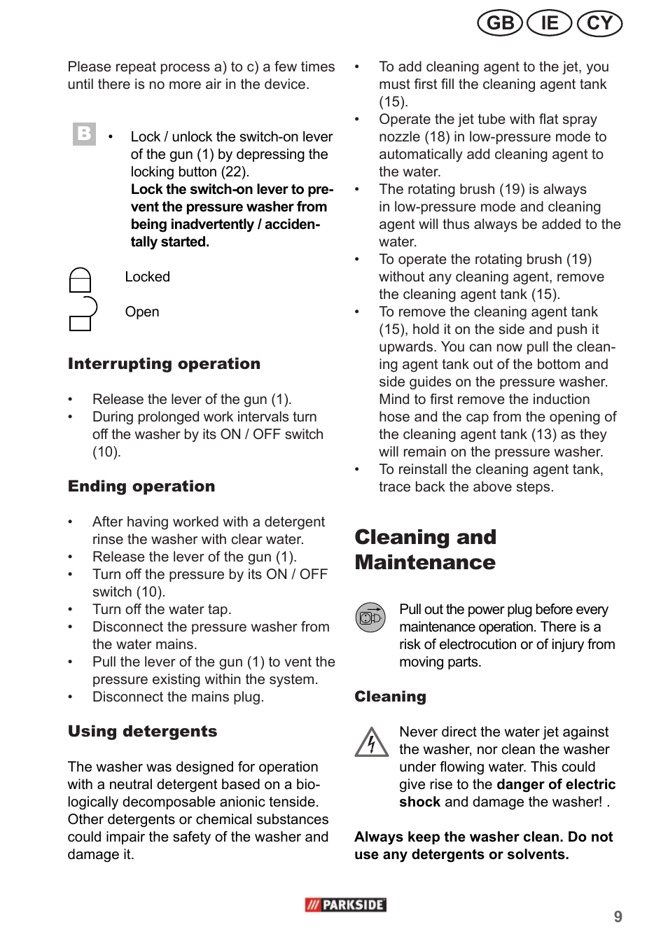 Cleaning and maintenance, Cy ie gb | Parkside PHD 150 A1 User Manual | Page 9 / 26