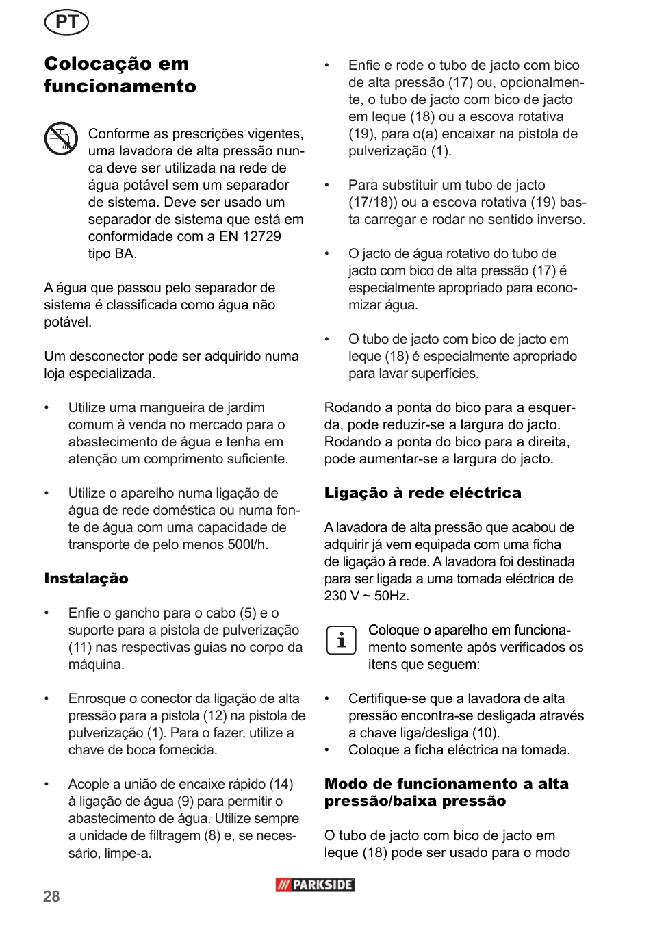 Colocação em funcionamento | Parkside PHD 150 A1 User Manual | Page 28 / 58