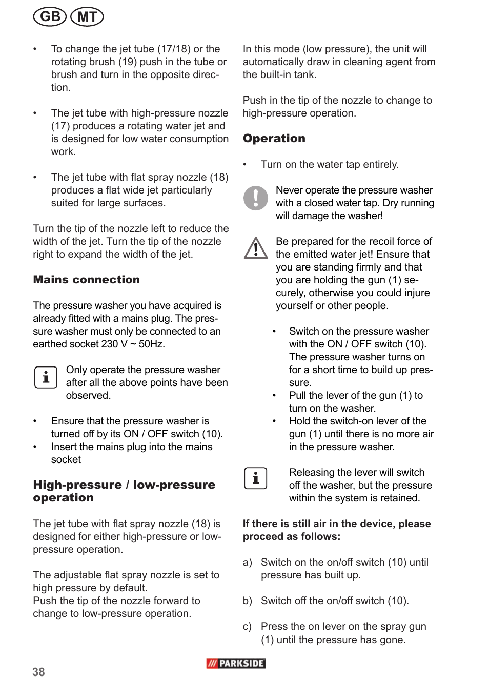 Mt gb | Parkside PHD 150 A1 User Manual | Page 38 / 58
