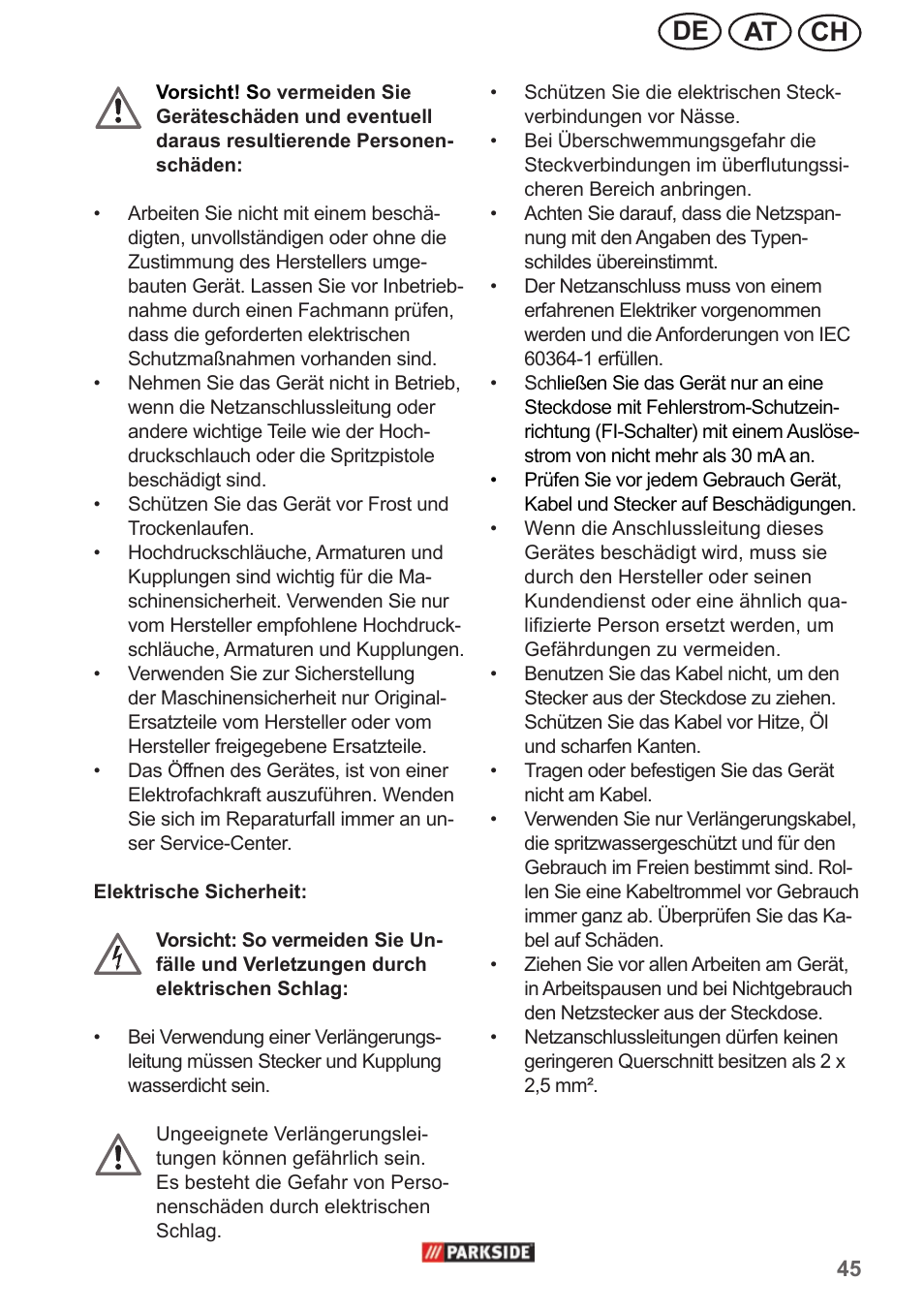 Ch at de | Parkside PHD 150 A1 User Manual | Page 45 / 58