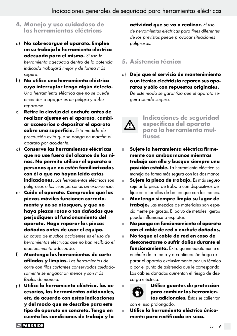 Parkside PMFW 280 A2 User Manual | Page 9 / 55