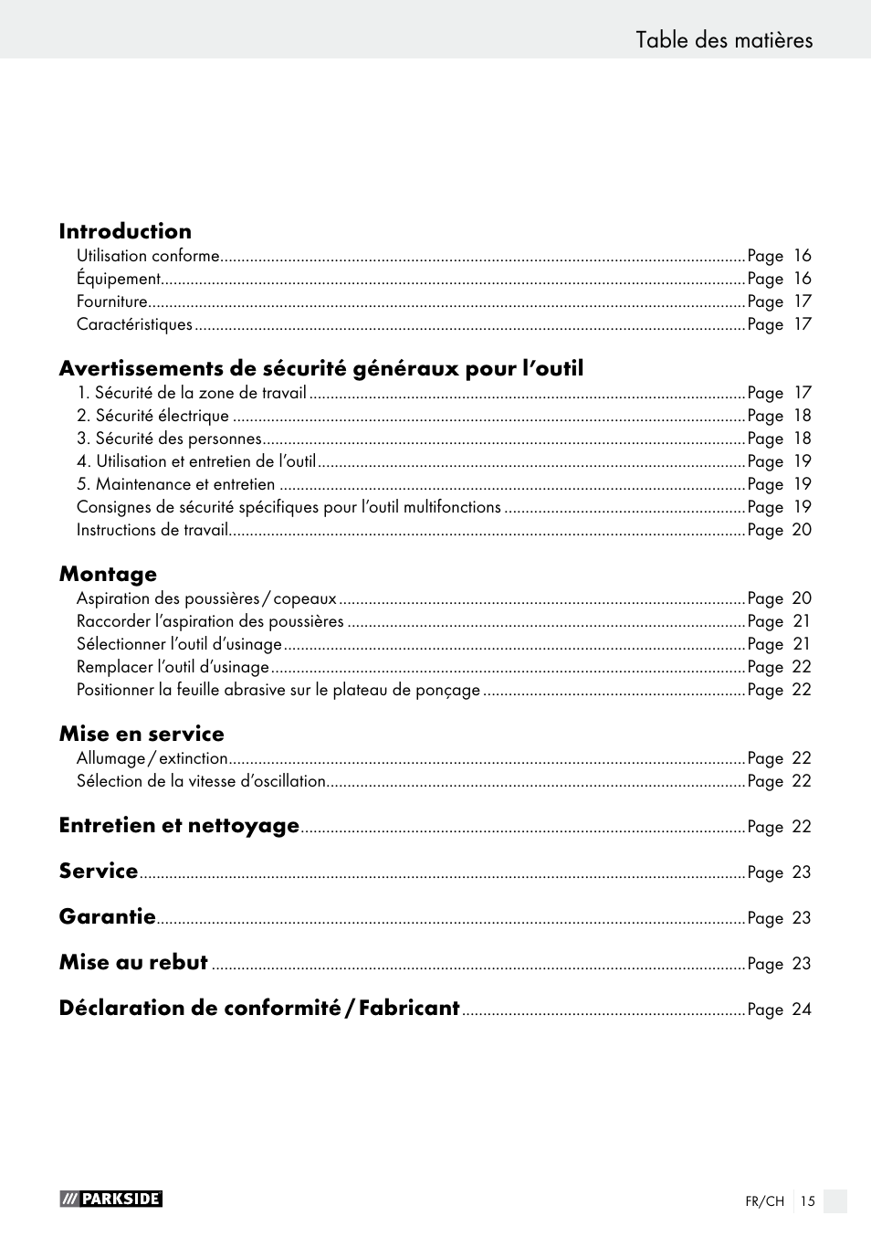 Parkside PMFW 280 A2 User Manual | Page 15 / 44