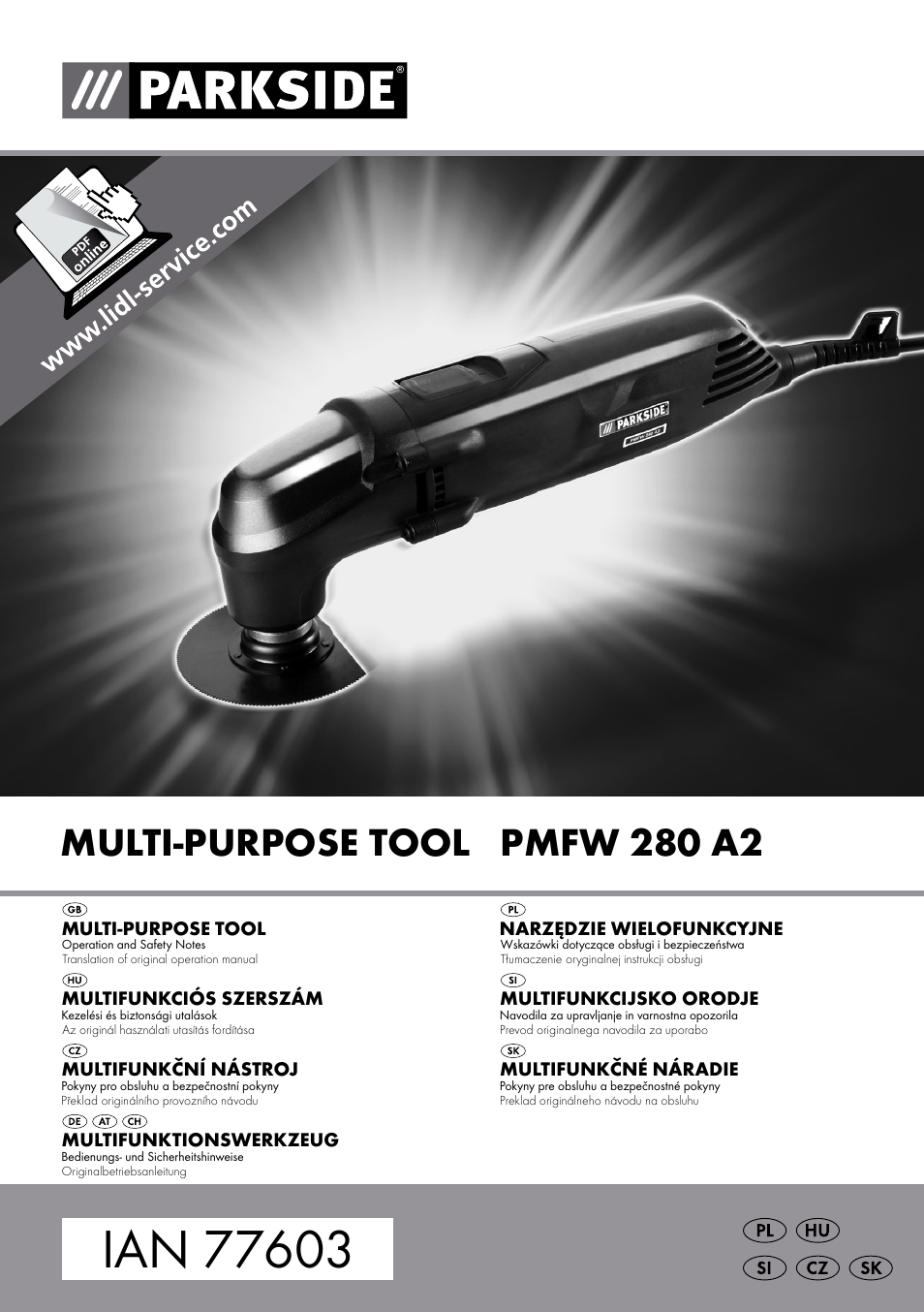 Parkside PMFW 280 A2 User Manual | 75 pages