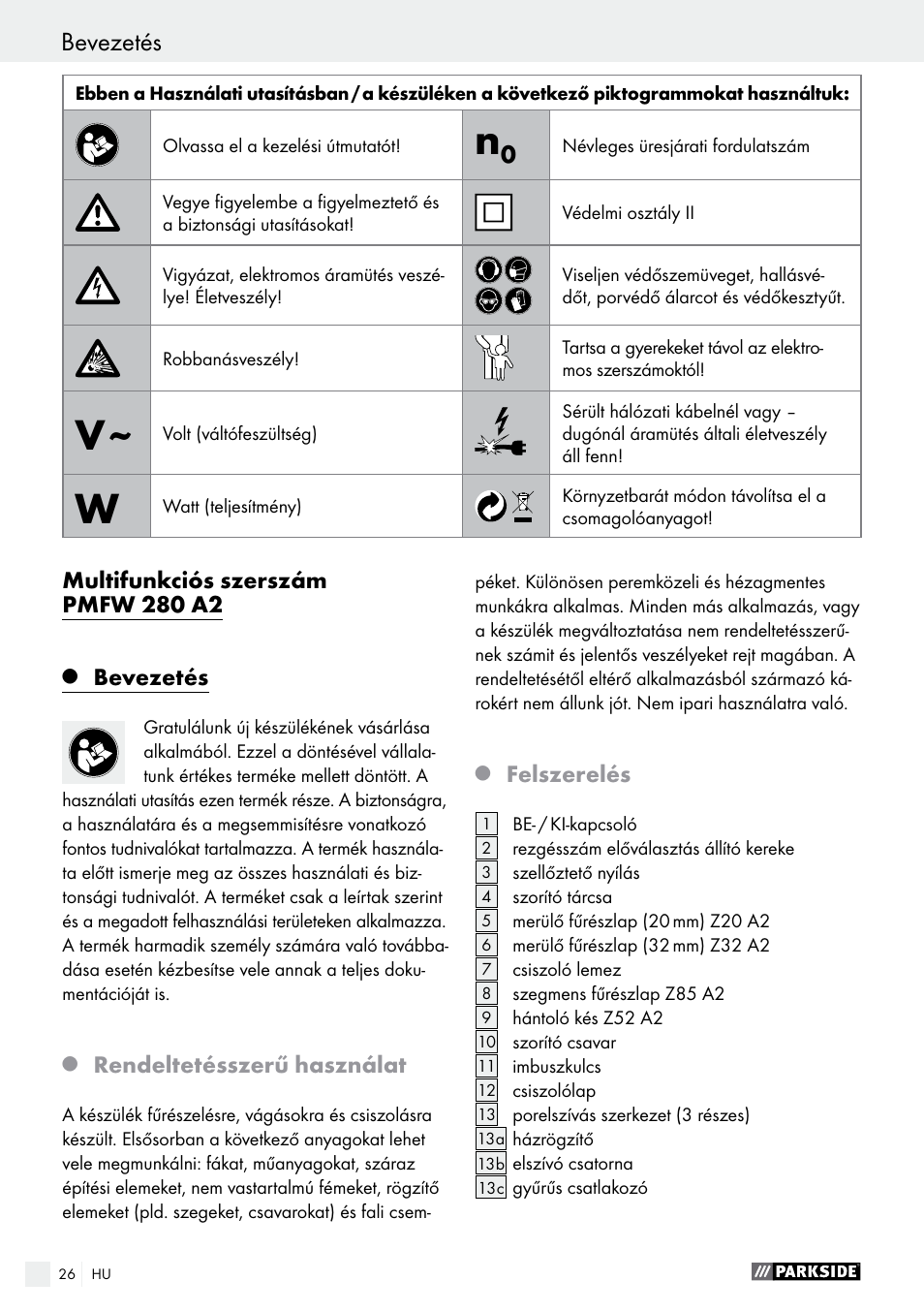 Parkside PMFW 280 A2 User Manual | Page 26 / 75