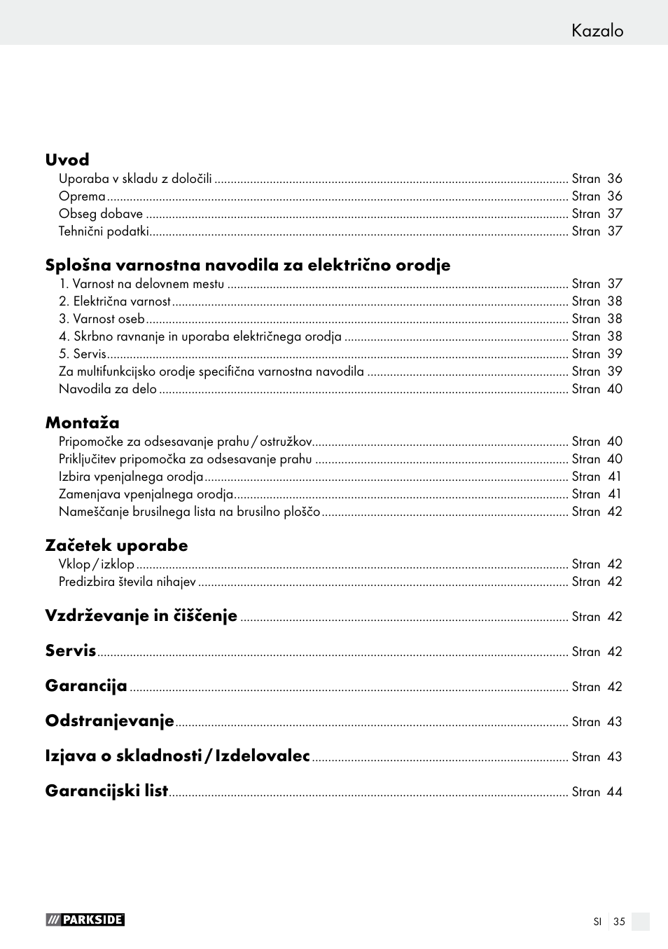 Konformitásnyilatkozat / gyártó kazalo | Parkside PMFW 280 A2 User Manual | Page 35 / 75